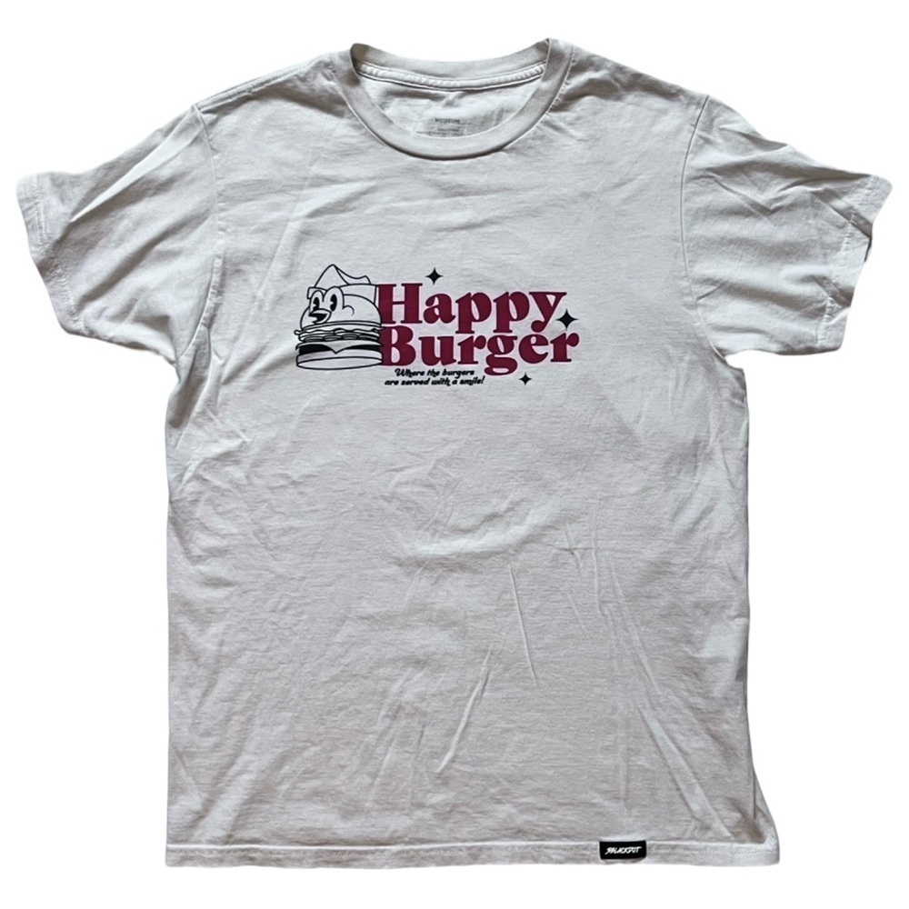 Happy Burger White Graphic Tee Shirt